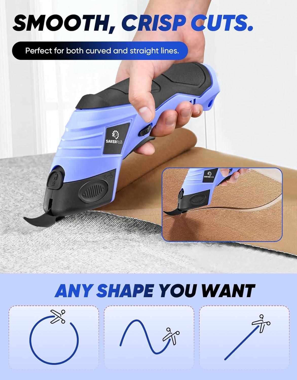 image:imageCordless Electric Scissors Fabric Scissors Powerful Pinking Shears Rechargeable Cardboard Cutter BlueBox1 Tungsten Steel Bladebluebox1 tungsten steel blade