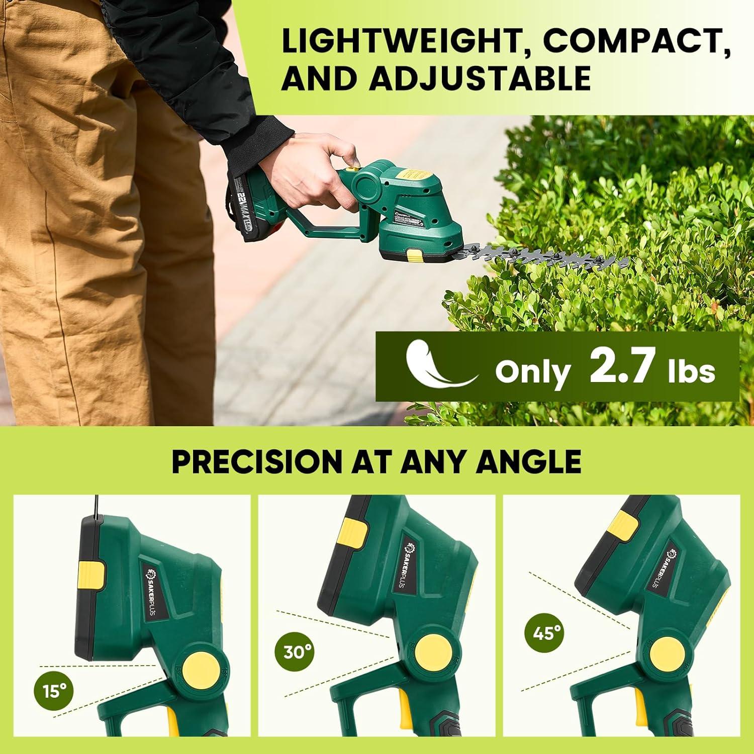 image:imageCordless Hedge Trimmer 2in1 Electric Bush Trimmer and Handheld Grass Cutter 22V Lightweight Mini Shrub Trimmer Grass Clippers with 1 Battery and Charger Perfect Gardening Yard ToolsGreen with 1 Battery