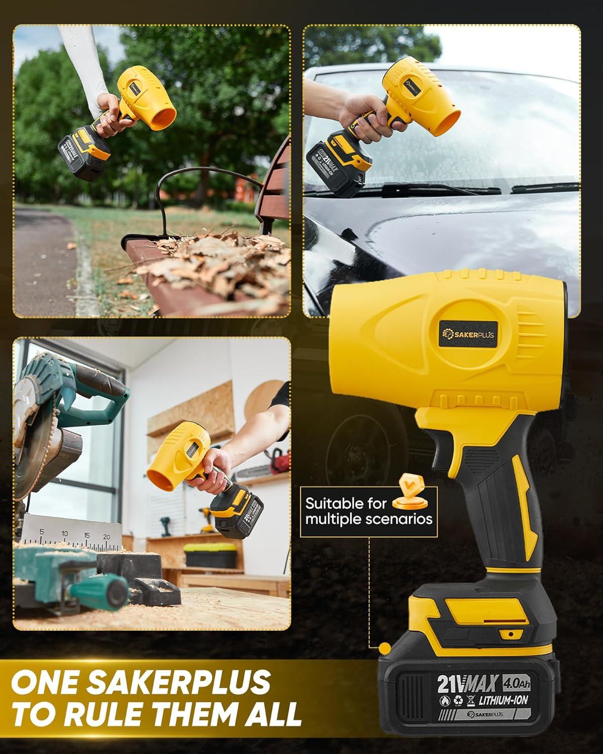 image:imagePortable Dust Cleaner Blower Leaf Blower Cordless Handheld Blower Hand Blowers for Lawn Care Patio Cleaning 40Ah Battery Charger Included 2 Battery with Storage Case1 BatteryYellow