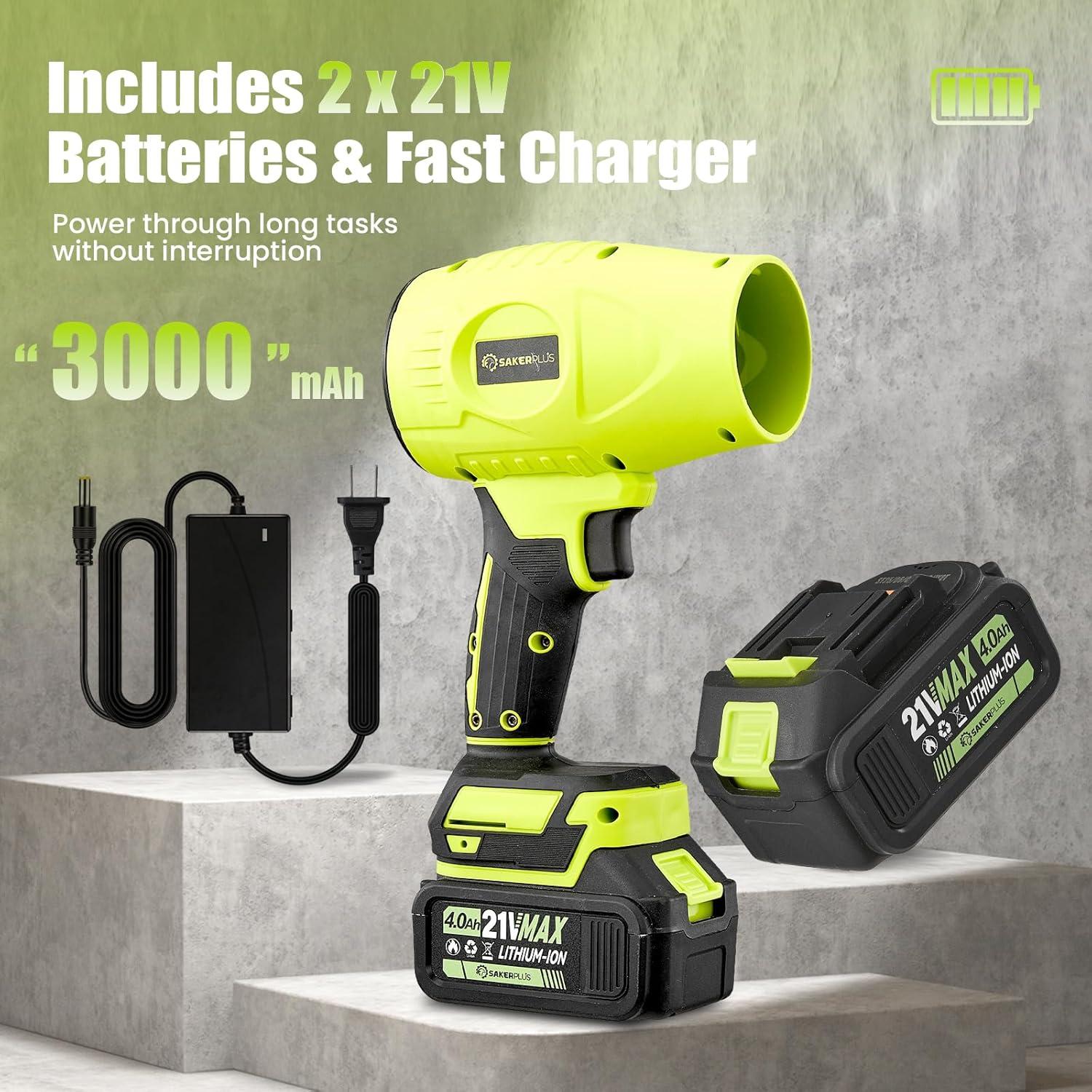 image:imagePortable Dust Cleaner Cordless Leaf Blower with 2 Batteries 21V 40Ah Electric Handheld Blower 3Speed AdjustableMini Lightweight Leaf Blower for Yard Patio Garage Car GreenGreen
