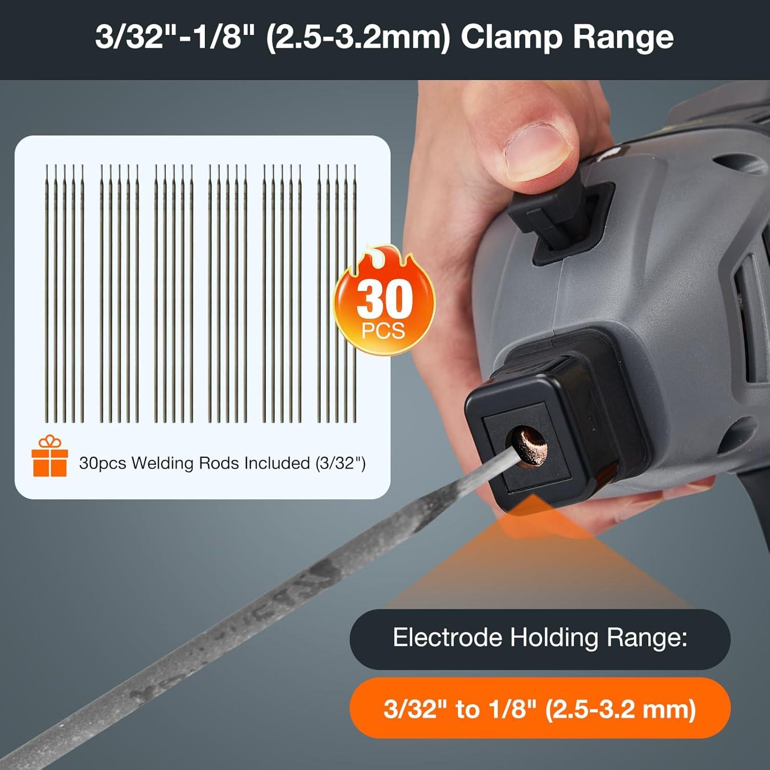 image:imagePortable Welding Machine Handheld Welder Machine 110V ARC Portable Welder with IGBT Inverter 5 Variable Current Adjustment 30pcs 332 Wire Rods Welding Helmet Carring Case IncludedGrey 30pc Wire Rods Glove Safety Goggle Included