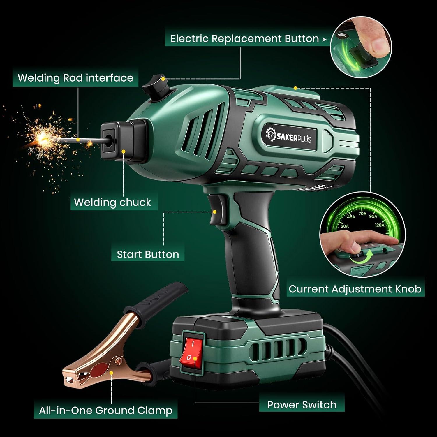 image:imagePortable Welding Machine Handheld Welder Machine 110V ARC Portable Welder with IGBT Inverter 5 Variable Current Adjustment 30pcs 332 Wire Rods Welding Helmet Carring Case IncludedGreen 25pc Wire Rods