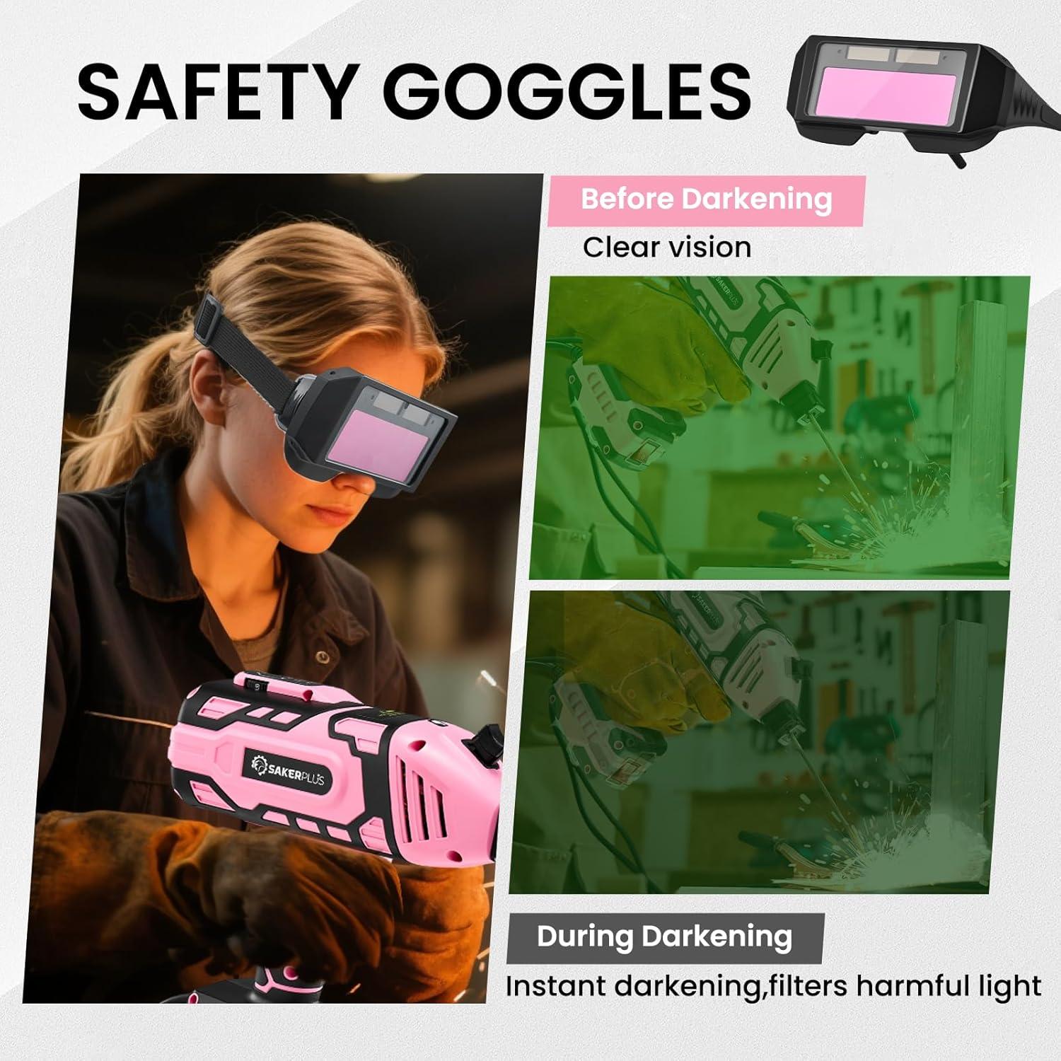 image:imagePortable Welding Machine Handheld Welder Machine 110V ARC Portable Welder with IGBT Inverter 5 Variable Current Adjustment 30pcs 332 Wire Rods Welding Helmet Carring Case IncludedPink 25pc Wire Rods