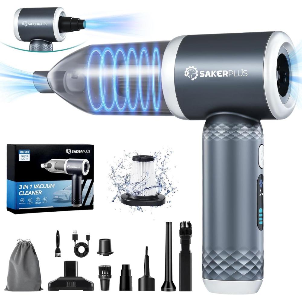 image:imageMini Vacuum Cleaner 3 in 1 Cordless Handheld Vacuum Cleaner 13000Pa High Power Car Vacuum Cleaner with Brushless MotorAdjustable Car Vaccum Portable Cordless for CarsDesktopDBS03Gery and Sliver