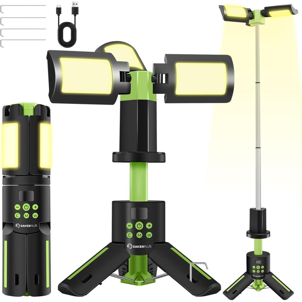 image:imagePortable Camping Light 14000mAh Telescopic Camping Lantern with Rechargeable Power Supply Dimmable Magnetic Tent Lamps 6000 Lumen Outdoor Work Lights for HikingCampingHome EmergencyGreen