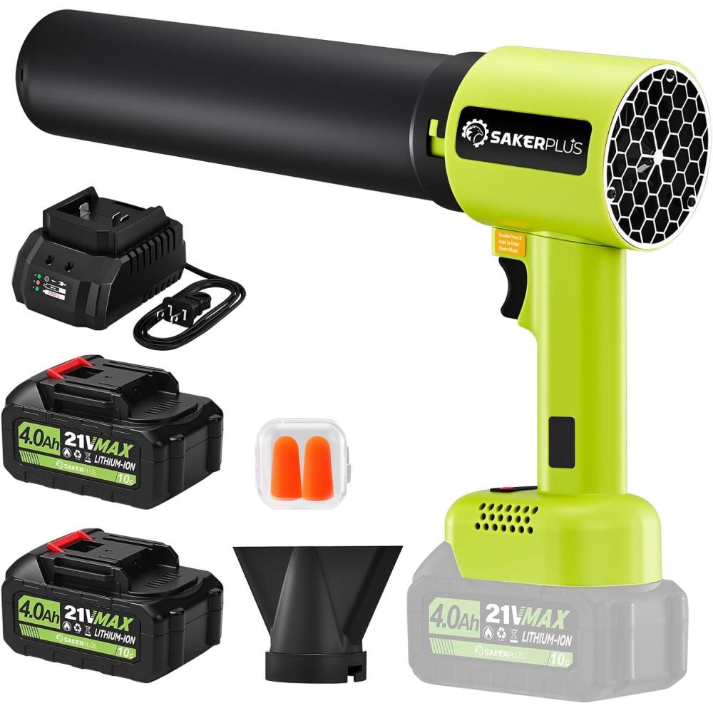 image:imagePortable Dust Cleaner Cordless Leaf Blower with 2 Batteries 300000RPM Air Blower with Extended Nozzle Lightweight Hand Blowers Ideal Gift for Patio Cleaning Lawn Care amp Car Drying