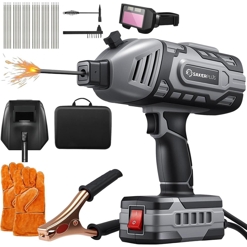 image:imagePortable Welding Machine Handheld Welder Machine 110V ARC Portable Welder with IGBT Inverter 5 Variable Current Adjustment 30pcs 332 Wire Rods Welding Helmet Carring Case IncludedGrey 30pc Wire Rods Glove Safety Goggle Included
