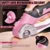 Cordless Electric Scissors,4V Rechargeable Cardboard Box Cutter Heavy Duty Fabric Scissor with Safety Lock & LED Light,Power Rotary Cutter for Leather Carpet Plastic Cutting,Sewing,Crafting(Rotary Cutter with Carrying Case (Pink))