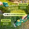 Cordless Hedge Trimmer, 2-in-1 Electric Bush Trimmer and Handheld Grass Cutter, 22V Lightweight Mini Shrub Trimmer Grass Clippers with 1 Battery and Charger, Perfect Gardening Yard Tools(Green with 1 Battery)