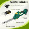 Cordless Hedge Trimmer, 2-in-1 Electric Bush Trimmer and Handheld Grass Cutter, 22V Lightweight Mini Shrub Trimmer Grass Clippers with 1 Battery and Charger, Perfect Gardening Yard Tools(Green with 1 Battery)