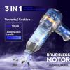 Mini Vacuum Cleaner, 3 in 1 Car Vacuum Cleaner High Power, 15000PA Powerful Suction, Air Duster, 7500mAh, Dual Filter,Adjustable Small Vaccum Portable Cordless for Cars,Desktop,Home – HL137(Deep Blue and Silver)