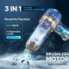 Mini Vacuum Cleaner, 3 in 1 Car Vacuum Cleaner High Power, 15000PA Powerful Suction, Air Duster, 7500mAh, Dual Filter,Adjustable Small Vaccum Portable Cordless for Cars,Desktop,Home – HL137(Light Blue and Silver)