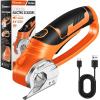 Cordless Electric Scissors,4V Rechargeable Cardboard Box Cutter Heavy Duty Fabric Scissor with Safety Lock & LED Light,Power Rotary Cutter for Leather Carpet Plastic Cutting,Sewing,Crafting(Boxed Rotary Cutter (Orange))