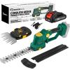 Cordless Hedge Trimmer, 2-in-1 Electric Bush Trimmer and Handheld Grass Cutter, 22V Lightweight Mini Shrub Trimmer Grass Clippers with 1 Battery and Charger, Perfect Gardening Yard Tools(Green – 1 Battery)