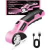 Electric Scissors, 4V Rechargeable Electric Box Cutter, Cordless Rotary Cardboard Cutter with Safety Lock, Power Cutter for Carpet, Fabric, Leather, Cutting (1 Blade)(1 Blade-Boxed)