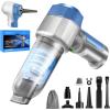 Mini Vacuum Cleaner, 3 in 1 Car Vacuum Cleaner High Power, 15000PA Powerful Suction, Air Duster, 7500mAh, Dual Filter,Adjustable Small Vaccum Portable Cordless for Cars,Desktop,Home – HL137(Light Blue and Silver)