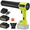 Portable Dust Cleaner, Cordless Leaf Blower with 2 Batteries, 300000RPM Air Blower with Extended Nozzle, Lightweight Hand Blowers Ideal Gift for Patio Cleaning, Lawn Care & Car Drying