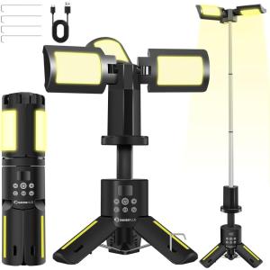 Portable Camping Light, 14000mAh Telescopic Camping Lantern with Rechargeable Power Supply, Dimmable Magnetic Tent Lamps 6000 Lumen Outdoor Work Lights for Hiking,Camping,Home Emergency(Black)