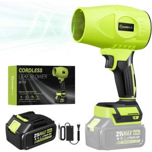 Portable Dust Cleaner, Blower Leaf Blower Cordless, Handheld Blower, Hand Blowers for Lawn Care, Patio Cleaning, 4.0Ah Battery, Charger Included (2 Battery with Storage Case)(1 Battery(Green))