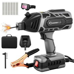 Portable Welding Machine, 110V IGBT Inverter Handheld Welder, ARC Portable Welder with 5 Variable Current Adjustment, 25 Pcs 3/32″ Wire Rods, Welding Helmet, Carring Case Included