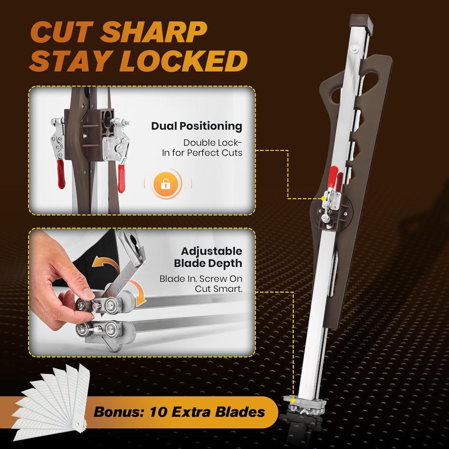 image:imageFoldable Drywall Cutting ToolCuts 14amp38amp12 BoardsPortable Gypsum Board Cutter LaserEtched Dual Scale for Home RenovationDrywall Projects with 10pcs Blades Dual Positioning BrownDual Positioning Brown