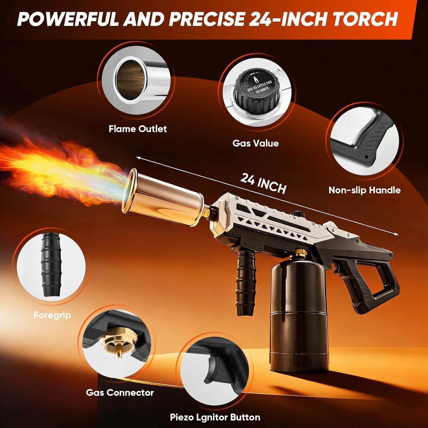 image:imagePropane Torch 3272F High Power Torch Gun with Adjustable Flame amp Safety Lock Heavy Duty Blow Torch for BBQ Sous Vide Steak Searing Campfire amp Charcoal Starter Tank Not Included