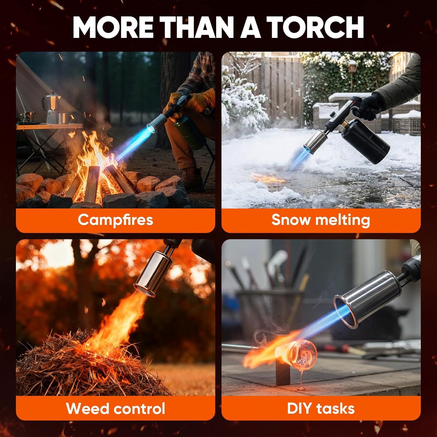image:imagePropane Torch3272F Flame Thrower Gun with Adjustable Flame amp Safety Lock Powerful Grill amp Cooking Blow Torch for Searing Steak Sous Vide BBQ And DIY Tank Not Included