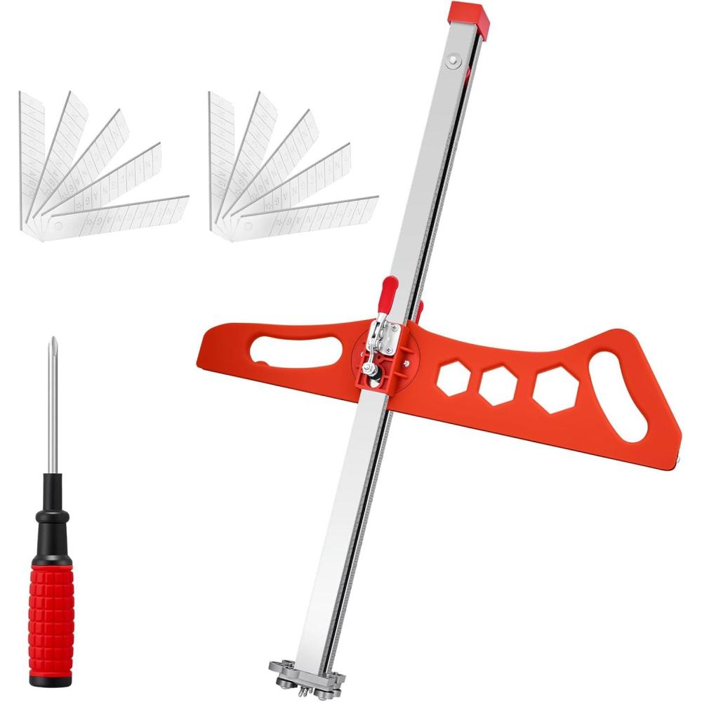 image:imageFoldable Drywall Cutting ToolCuts 14amp38amp12 BoardsPortable Gypsum Board Cutter LaserEtched Dual Scale for Home RenovationDrywall Projects with 10pcs Blades Dual Positioning BrownDual Positioning Red