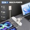 Outlet Concealer Power Strip-Outlet Cover Extender with 3AC Outlets-5ft Flat Plug Extension Cord,Universal Size,1625W for Kitchen, Home and Office,Child & Pet Safe(Dual 5 Foot)(8ft (USB & AC ports))