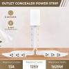 Outlet Concealer Power Strip-Outlet Cover Extender with 3AC Outlets-5ft Flat Plug Extension Cord,Universal Size,1625W for Kitchen, Home and Office,Child & Pet Safe(Dual 5 Foot)(dual 5ft (AC ports))