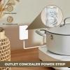 Outlet Concealer Power Strip-Outlet Cover Extender with 3AC Outlets-5ft Flat Plug Extension Cord,Universal Size,1625W for Kitchen, Home and Office,Child & Pet Safe(Dual 5 Foot)(5ft (AC ports))