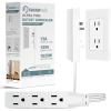 Outlet Concealer Power Strip-Outlet Cover Extender with 3AC Outlets-5ft Flat Plug Extension Cord,Universal Size,1625W for Kitchen, Home and Office,Child & Pet Safe(Dual 5 Foot)(5ft (AC ports))