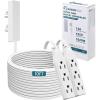 Outlet Concealer Power Strip-Outlet Cover Extender with 3AC Outlets-5ft Flat Plug Extension Cord,Universal Size,1625W for Kitchen, Home and Office,Child & Pet Safe(Dual 5 Foot)(dual 10ft (AC ports))