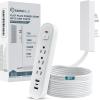 Outlet Concealer Power Strip-Outlet Cover Extender with 3AC Outlets-5ft Flat Plug Extension Cord,Universal Size,1625W for Kitchen, Home and Office,Child & Pet Safe(Dual 5 Foot)(8ft (USB & AC ports))
