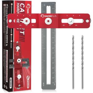 Cabinet Hardware Jig,Adjustable Cabinet Handle Template Tool for Knobs,Handles and Pulls,Straight Alignment Holes Drill Guide Self Centering Punch Locator for Drawer Cabinet Installation(6 Holes)