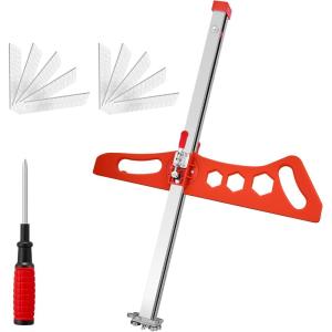 Foldable Drywall Cutting Tool,Cuts 1/4″&3/8″&1/2″ Boards,Portable Gypsum Board Cutter Laser-Etched Dual Scale for Home Renovation,Drywall Projects with 10pcs Blades (Dual Positioning Brown)(Dual Positioning Red)