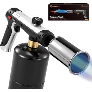 Propane Torch,3272°F Flame Thrower Gun with Adjustable Flame & Safety Lock, Powerful Grill & Cooking Blow Torch for Searing Steak, Sous Vide, BBQ And DIY (Tank Not Included)