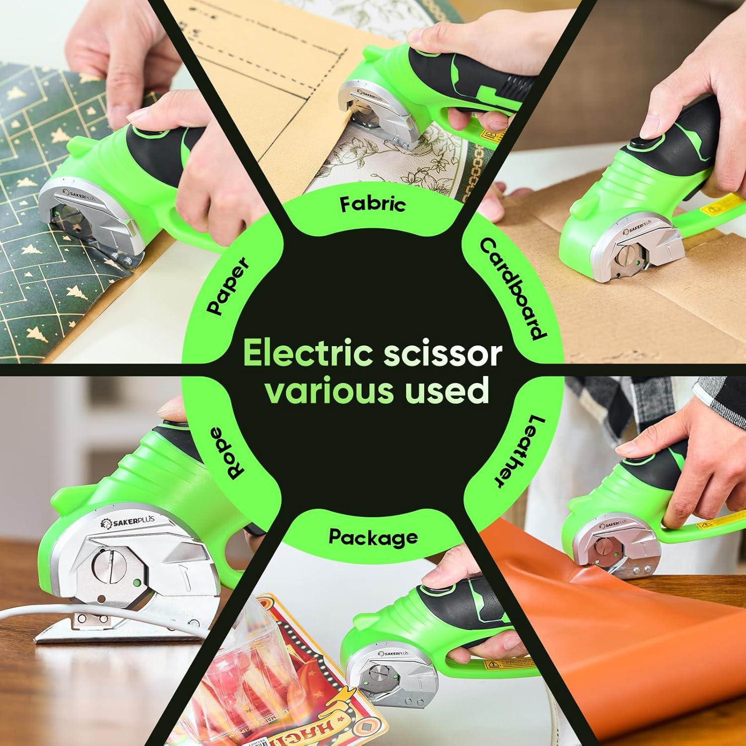 image:imageCordless Electric Scissors 4V Rechargeable Cardboard Cutter Cordless Box Cutter Powerful Cardboard Scissors with Blade LED Light Safety Lock for Cutting Fabric LeatherBoxed Rotary CutterLight Green