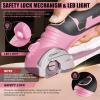 Cordless Electric Scissors, 4V Rechargeable Cardboard Cutter, Cordless Box Cutter, Powerful Cardboard Scissors with Blade, LED Light, Safety Lock for Cutting Fabric Leather(Boxed Rotary Cutter (Pink))