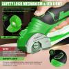 Cordless Electric Scissors, 4V Rechargeable Cardboard Cutter, Cordless Box Cutter, Powerful Cardboard Scissors with Blade, LED Light, Safety Lock for Cutting Fabric Leather(Boxed Rotary Cutter (Green))