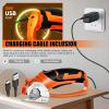 Cordless Electric Scissors, 4V Rechargeable Cardboard Cutter, Cordless Box Cutter, Powerful Cardboard Scissors with Blade, LED Light, Safety Lock for Cutting Fabric Leather(Boxed Rotary Cutter (Orange))