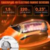 Cordless Electric Scissors, 4V Rechargeable Cardboard Cutter, Cordless Box Cutter, Powerful Cardboard Scissors with Blade, LED Light, Safety Lock for Cutting Fabric Leather(Boxed Rotary Cutter (Orange))