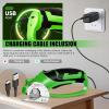 Cordless Electric Scissors, 4V Rechargeable Cardboard Cutter, Cordless Box Cutter, Powerful Cardboard Scissors with Blade, LED Light, Safety Lock for Cutting Fabric Leather(Rotary Cutter with Carrying Case (Green))