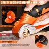 Cordless Electric Scissors, 4V Rechargeable Cardboard Cutter, Cordless Box Cutter, Powerful Cardboard Scissors with Blade, LED Light, Safety Lock for Cutting Fabric Leather(Boxed Rotary Cutter (Orange))
