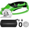 Cordless Electric Scissors, 4V Rechargeable Cardboard Cutter, Cordless Box Cutter, Powerful Cardboard Scissors with Blade, LED Light, Safety Lock for Cutting Fabric Leather(Rotary Cutter with Carrying Case (Green))