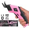 Cordless Electric Scissors, Fabric Scissors, Powerful Pinking Shears, Rechargeable Cardboard Cutter (Blue-Bag(2 Tungsten Blade))(pink-box(1 blade))