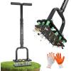Sakerplus Aerator Lawn Tool, Spike Lawn Aerator with Auto-Return Self-Cleaning Tines, Anti-Fatigue Comfort Pad, Reinforced Anti-Breakage Joints, 15 Steel Tines for Garden Healthy Grass Aeration-Orange(Pro-Black Handle)