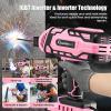 Sakerplus Portable Welding Machine, Handheld Welder Machine 110V, ARC Portable Welder with IGBT Inverter 5 Variable Current Adjustment, 30pcs 3/32″ Wire Rods, Welding Helmet, Carring Case Included(Pink  25pc Wire Rods)