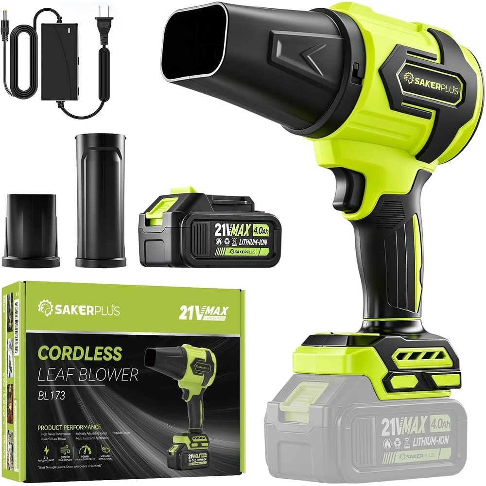 image:imageSakerplus Cordless Leaf Blower Portable Dust Cleaner Cordless Handheld Blower Hand Blowers for Lawn Care Patio Cleaning 40Ah Battery Nozzles 2 Batteries with Storage CaseNozzles 1 Battery